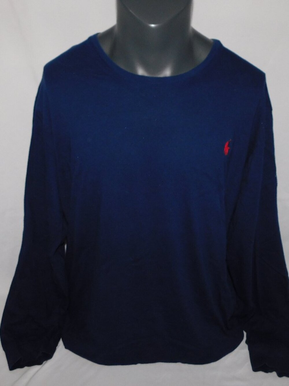Polo Ralph Lauren Dark Blue Red Pony Crew neck Long Sleeve Shirt Mens 2XL / XXL